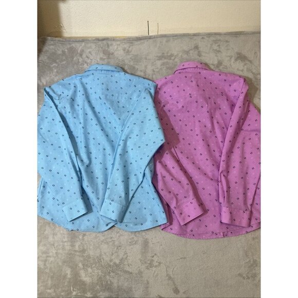 Foxcroft Women’s Size 8 Shirt Lot Pink Blue Polka Dot Long Sleeve - Picture 9 of 11